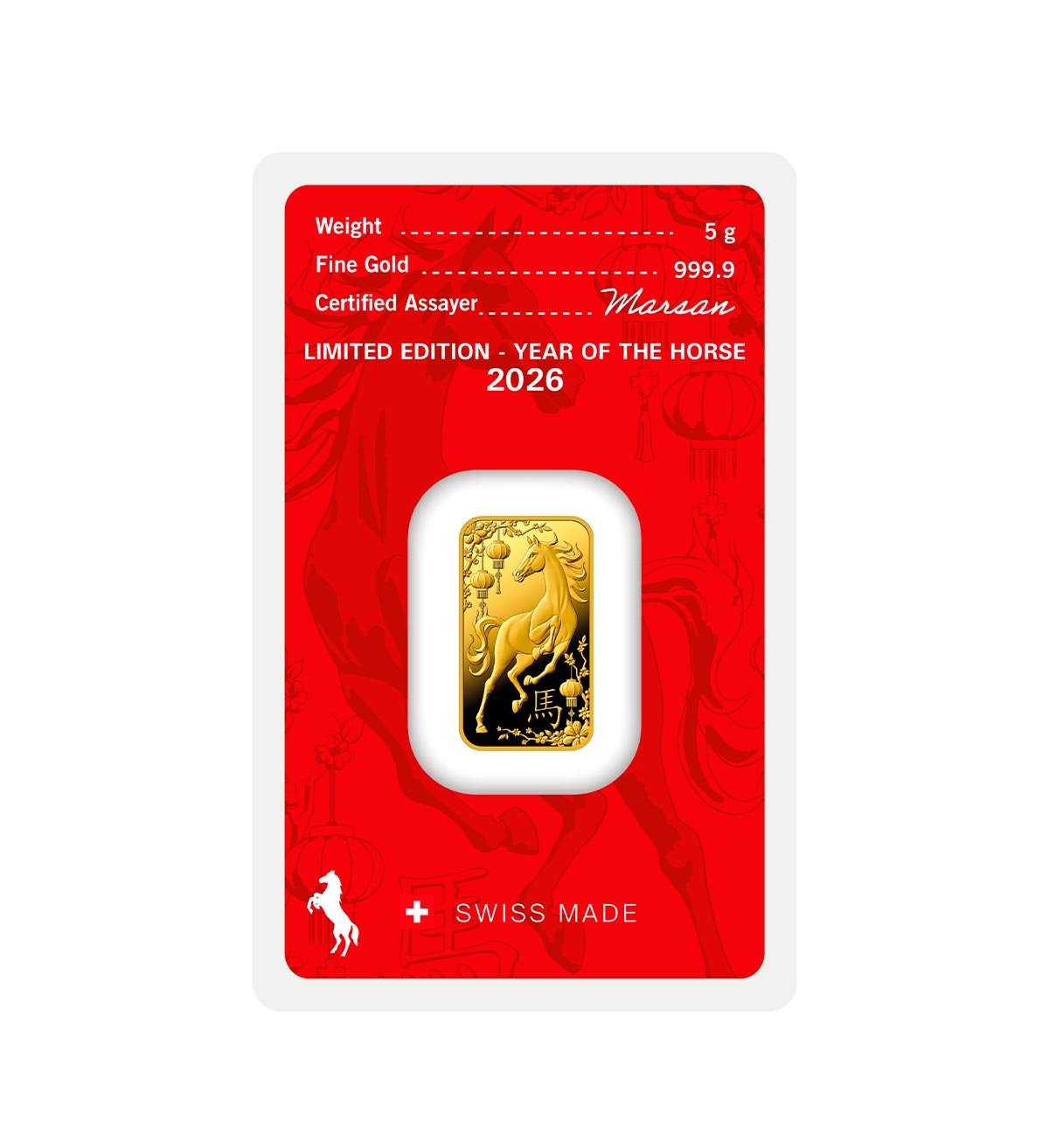 Lingote Argor-Heraeus Oro 5g Año del Caballo 2026